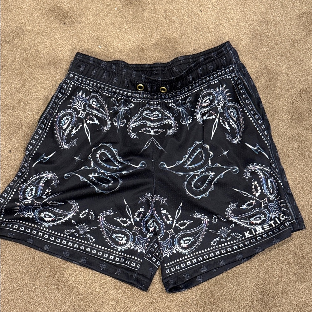 Kinetic Black Paisley Men's Athletic Shorts